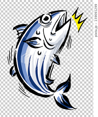 受驚的魚：鰹魚 - 手繪筆觸風格插畫 139091299