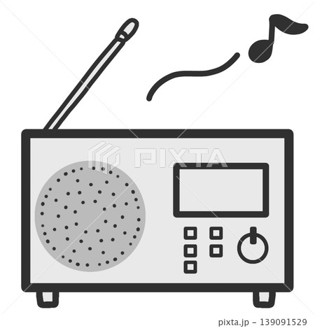 レトロなラジカセのイラストアイコン(グレー主線 / シック / 音楽素材 / 汎用) レトロなラジカセのイラストアイコン(グレー主線 / シック / 音楽素材 / 汎用) 139091529