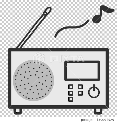 レトロなラジカセのイラストアイコン(グレー主線 / シック / 音楽素材 / 汎用) レトロなラジカセのイラストアイコン(グレー主線 / シック / 音楽素材 / 汎用) 139091529
