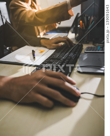 Accounting company provide finance and taxation planning for profitable cash flow, Auditor accountant working in office, analyze financial data and accounting record with calculator Accounting company provide finance and taxation planning for profitable cash flow, Auditor accountant working in office, analyze financial data and accounting record with calculator 139091643