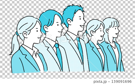ビジネスマンのチームで横向きの集合イラスト ビジネスマンのチームで横向きの集合イラスト 139091696