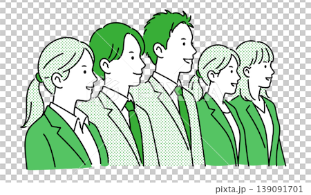 一張商務團隊側身合照的插畫。 一張商務團隊側身合照的插畫。 139091701
