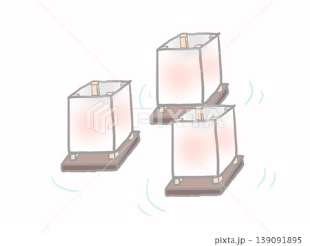 水に浮く灯篭のイラスト 139091895