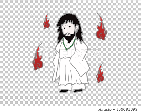 身体の周りに火の玉が浮遊する火の神カグツチ 139091899