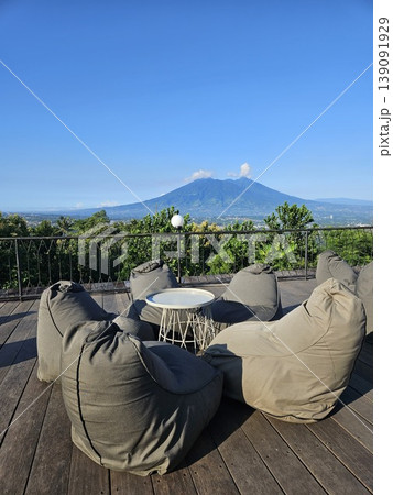 this is soft sofa with a mountain background this is soft sofa with a mountain background 139091929