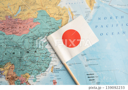 Bangkok, Thailand November, 2024 Japan flag on world map. Bangkok, Thailand November, 2024 Japan flag on world map. 139092233