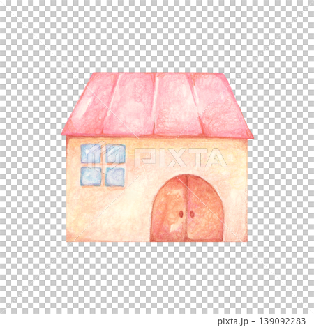 赤い屋根の家　手描き　水彩 139092283