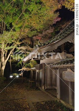 薬師池公園のライトアップされた薬医門 秋の夜景 薬師池公園のライトアップされた薬医門 秋の夜景 139092316