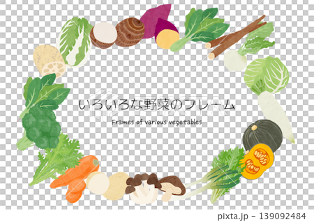 各種蔬菜的邊框插圖 139092484