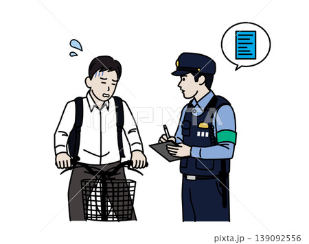 自転車の交通違反を取り締まる警察官のイラスト 自転車の交通違反を取り締まる警察官のイラスト 139092556