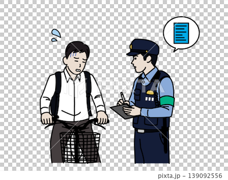 自転車の交通違反を取り締まる警察官のイラスト 自転車の交通違反を取り締まる警察官のイラスト 139092556