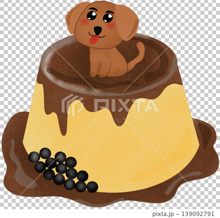 chocolate pudding with dog chocolate pudding with dog 139092791
