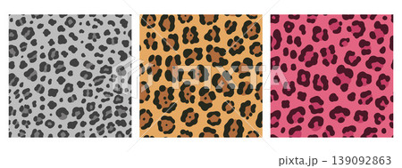 A set of seamless leopard and snow leopard patterns. Vector graphics. A set of seamless leopard and snow leopard patterns. Vector graphics. 139092863