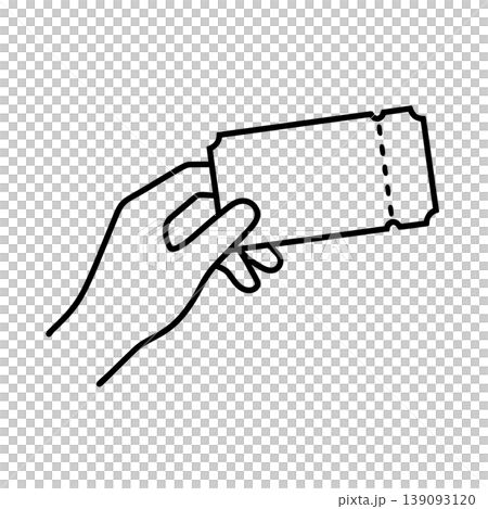 チケットを持つ手のラインアイコン 139093120
