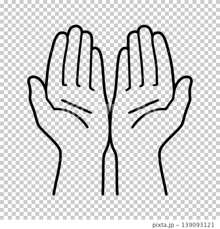 水をすくう両手のラインアイコン 139093121