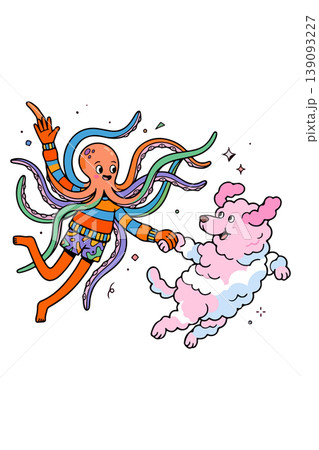 Octopus and Cloud Dog Cartoon Octopus and Cloud Dog Cartoon 139093227