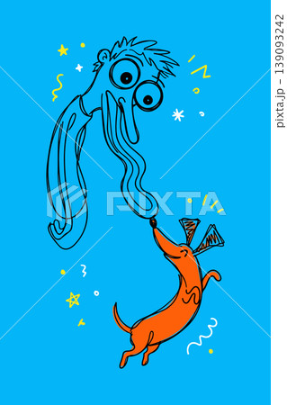 Cartoon Man and Dachshund Cartoon Man and Dachshund 139093242