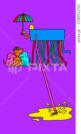 Abstract Figure with Dogs and Puddle 139093258