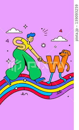 Man and Dog-Letter W on Rainbow Bridge 139093259