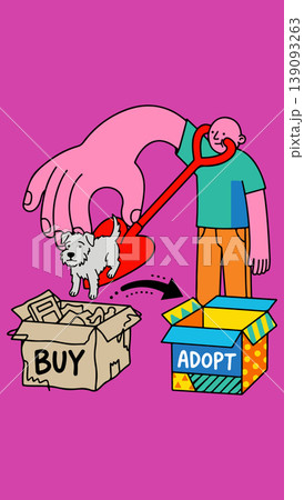 Adopt, Don't Buy: Cartoon Illustration 139093263