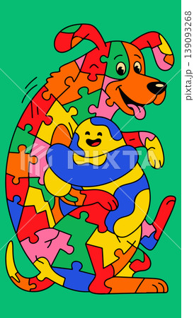 Puzzle Dog Hugging Puzzle Person Puzzle Dog Hugging Puzzle Person 139093268