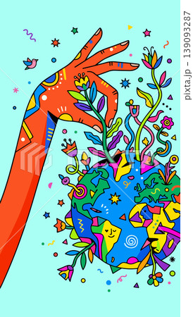 Hand Holding Blooming Earth 139093287