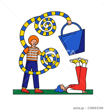 Abstract Illustration of Two People with a Bucket 139093346