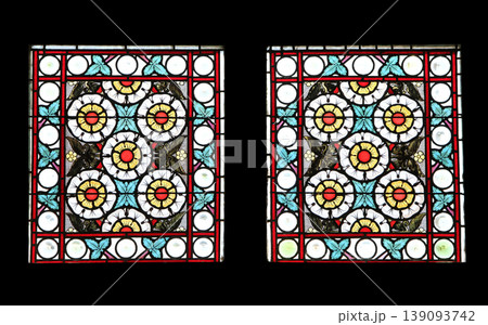 Stained glass window in Basilica Assumption of the Virgin Mary in Marija Bistrica, Croatia Stained glass window in Basilica Assumption of the Virgin Mary in Marija Bistrica, Croatia 139093742