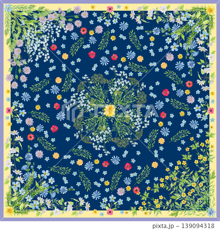 Watercolor Floral Scarf Pattern Watercolor Floral Scarf Pattern 139094318