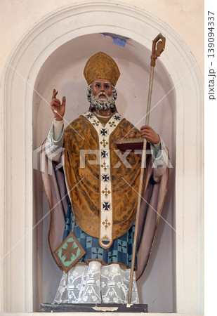 St. Nicholas the patron of sailors, statue on the altar in the parish church of St. Nicholas in Cilipi, Croatia St. Nicholas the patron of sailors, statue on the altar in the parish church of St. Nicholas in Cilipi, Croatia 139094337