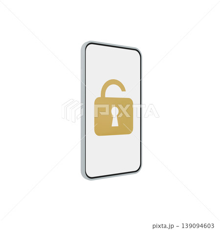 スマートフォンのロック解除アイコン、アクセス許可とセキュリティのイメージ スマートフォンのロック解除アイコン、アクセス許可とセキュリティのイメージ 139094603