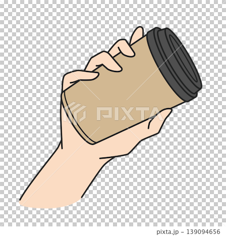 カフェタンブラー<ブラウン>を持つ右手 139094656