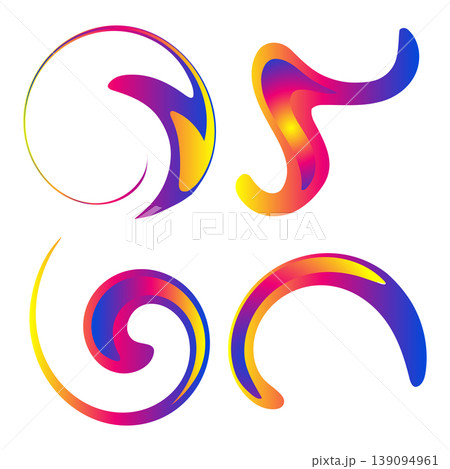 Abstract liquid gradient shapes. Modern fluid swirl and wave icons set. Vector illustration Abstract liquid gradient shapes. Modern fluid swirl and wave icons set. Vector illustration 139094961