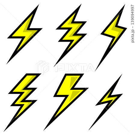 電撃で感電する雷や高圧放電の稲妻のイラスト 電撃で感電する雷や高圧放電の稲妻のイラスト 139094997