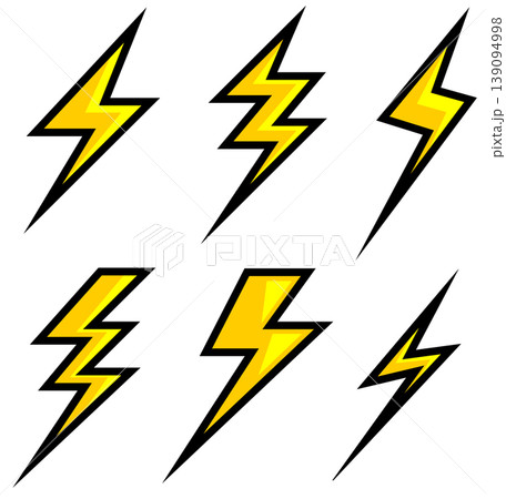 電撃で感電する雷や高圧放電の稲妻のイラスト 電撃で感電する雷や高圧放電の稲妻のイラスト 139094998