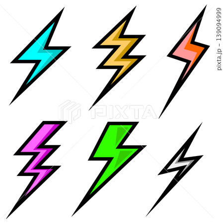 電撃で感電する雷や高圧放電の稲妻のイラスト 電撃で感電する雷や高圧放電の稲妻のイラスト 139094999