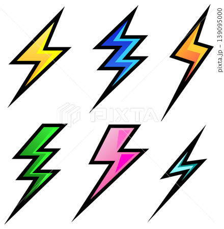電撃で感電する雷や高圧放電の稲妻のイラスト 電撃で感電する雷や高圧放電の稲妻のイラスト 139095000