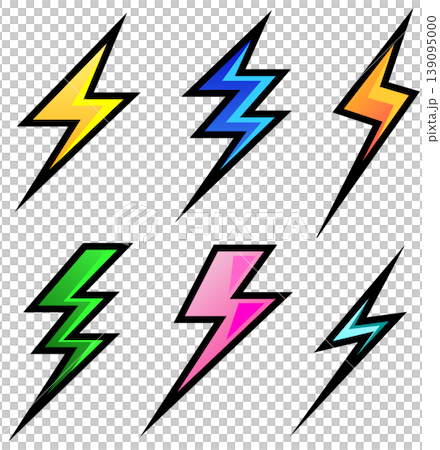 電撃で感電する雷や高圧放電の稲妻のイラスト 電撃で感電する雷や高圧放電の稲妻のイラスト 139095000