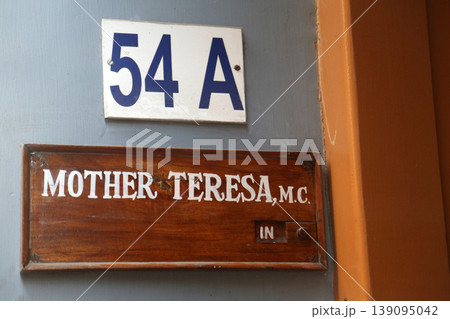 Sign on the entrance to Mother House, the residence of Mother Teresa in Kolkata, West Bengal, India Sign on the entrance to Mother House, the residence of Mother Teresa in Kolkata, West Bengal, India 139095042