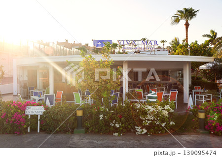 Egypt, Sharm el-Sheikh - September 24, 2025 The building of the Viva Mar restaurant with Greek cuisine at the Savoy Hotel. Editorial 139095474