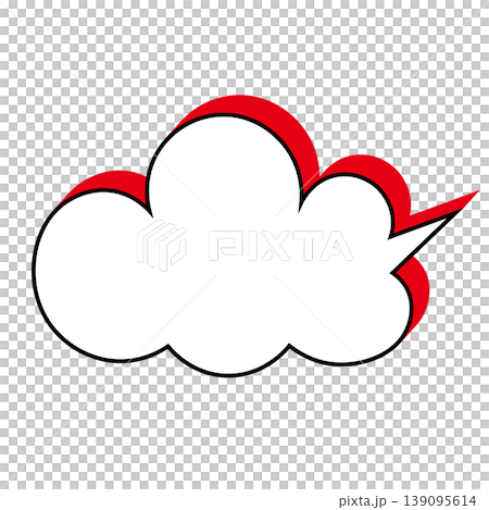 雲形吹き出しのシンプルなイラスト素材　もくもく（白背景） 139095614