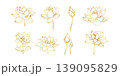 Lotus flower botanical set with blossom bud leaf floral line art illustration for spa zen decoration luxury design and wellness concept 139095829