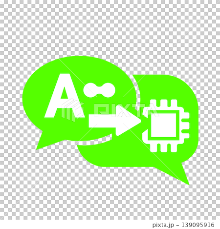 AIチャットとプロセッサ連携を示すテクノロジーアイコン（緑） 139095916