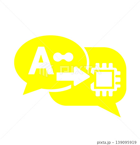 AIチャットとプロセッサ連携を示すテクノロジーアイコン（黄色） 139095919