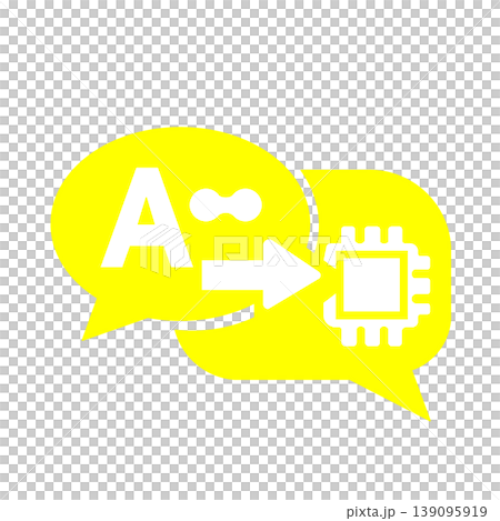 AIチャットとプロセッサ連携を示すテクノロジーアイコン（黄色） 139095919