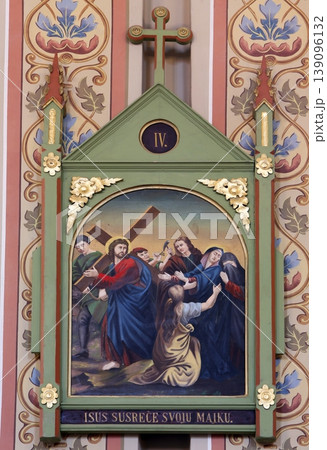 4th Stations of the Cross, Jesus meets His Mother, church of Saint Matthew in Stitar, Croatia 4th Stations of the Cross, Jesus meets His Mother, church of Saint Matthew in Stitar, Croatia 139096132