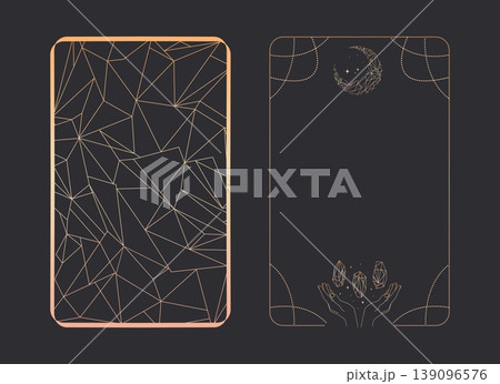 Celestial frame for Tarot cards with magical crystals and a crescent moon. Vector illustration 139096576