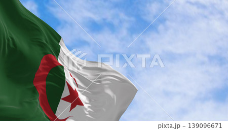 Algeria national flag waving in the wind on a clear day 139096671