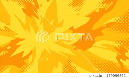 爆発とハーフトーンの背景イラスト_黄色_16:9 139096861
