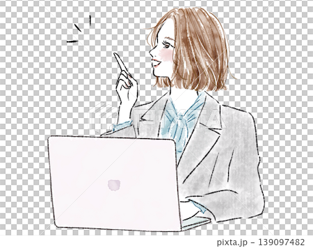 一位身穿西裝的女士指著電腦螢幕。 一位身穿西裝的女士指著電腦螢幕。 139097482
